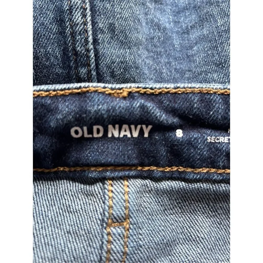 Old Navy Women’s Size 8 Blue Denim High Rise Button MIDI Skirt Secret Pockets